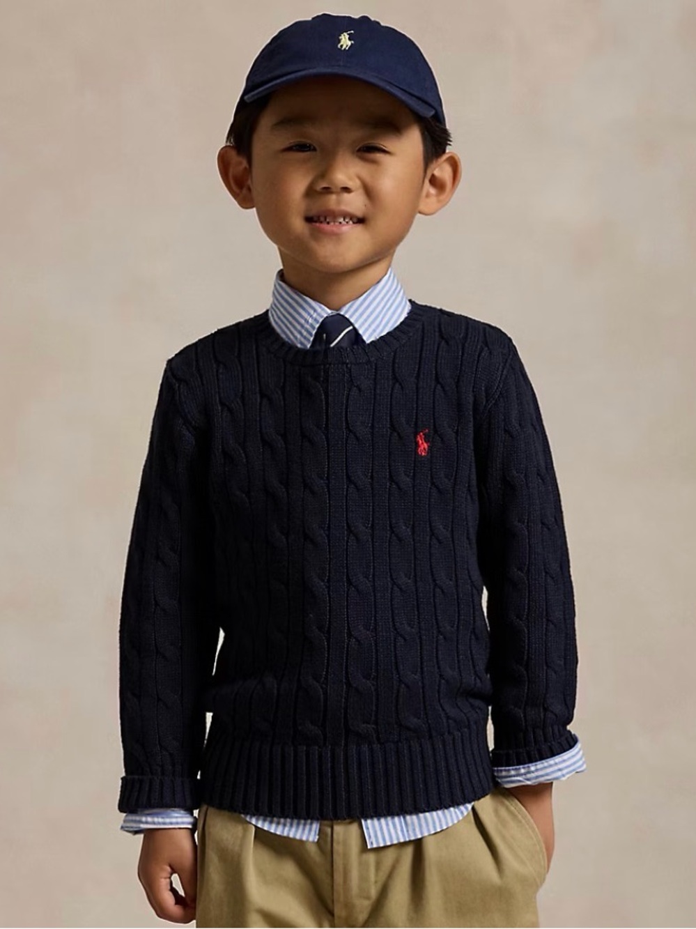 Ralph Lauren Dark Green Cable-Knit Crewneck Sweater